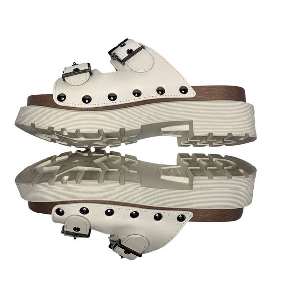 Christian Dior Diorquake Buckle Platform Slip On Wood Sandals Leather EU 38 US 8 - Picture 6 of 10